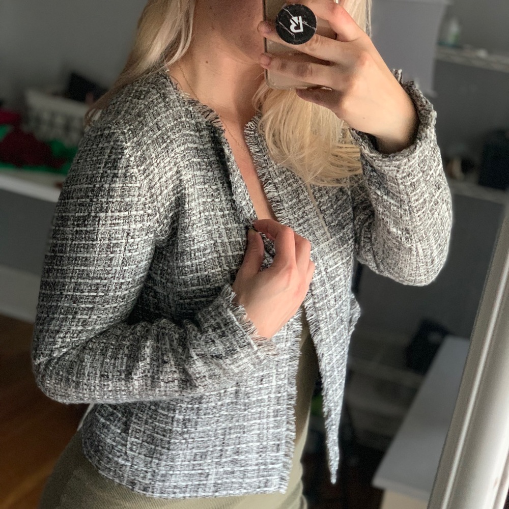 Cropped Tweed Style Jacket